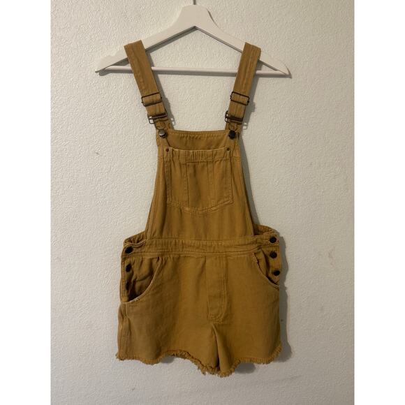 Pilcro by Anthropologie Overalls Shorts‎ Size 27 Khaki Mustard Yellow - Picture 1 of 9